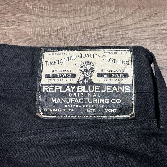 Replay Jeans Black Slim Fit Black Size 32x30 - Picture 12 of 14